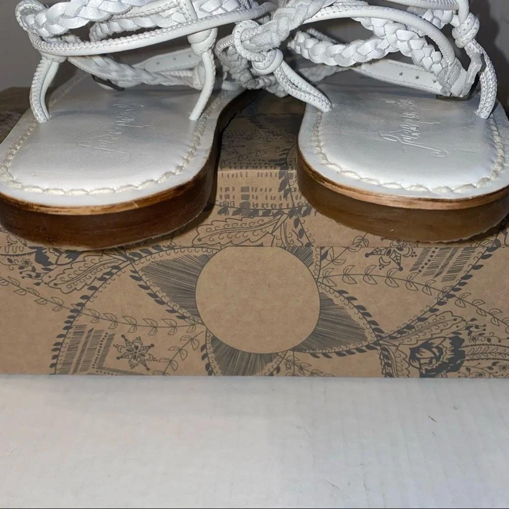 Free People Caroline Cali White Leather Boho Strappy Sandal NWT